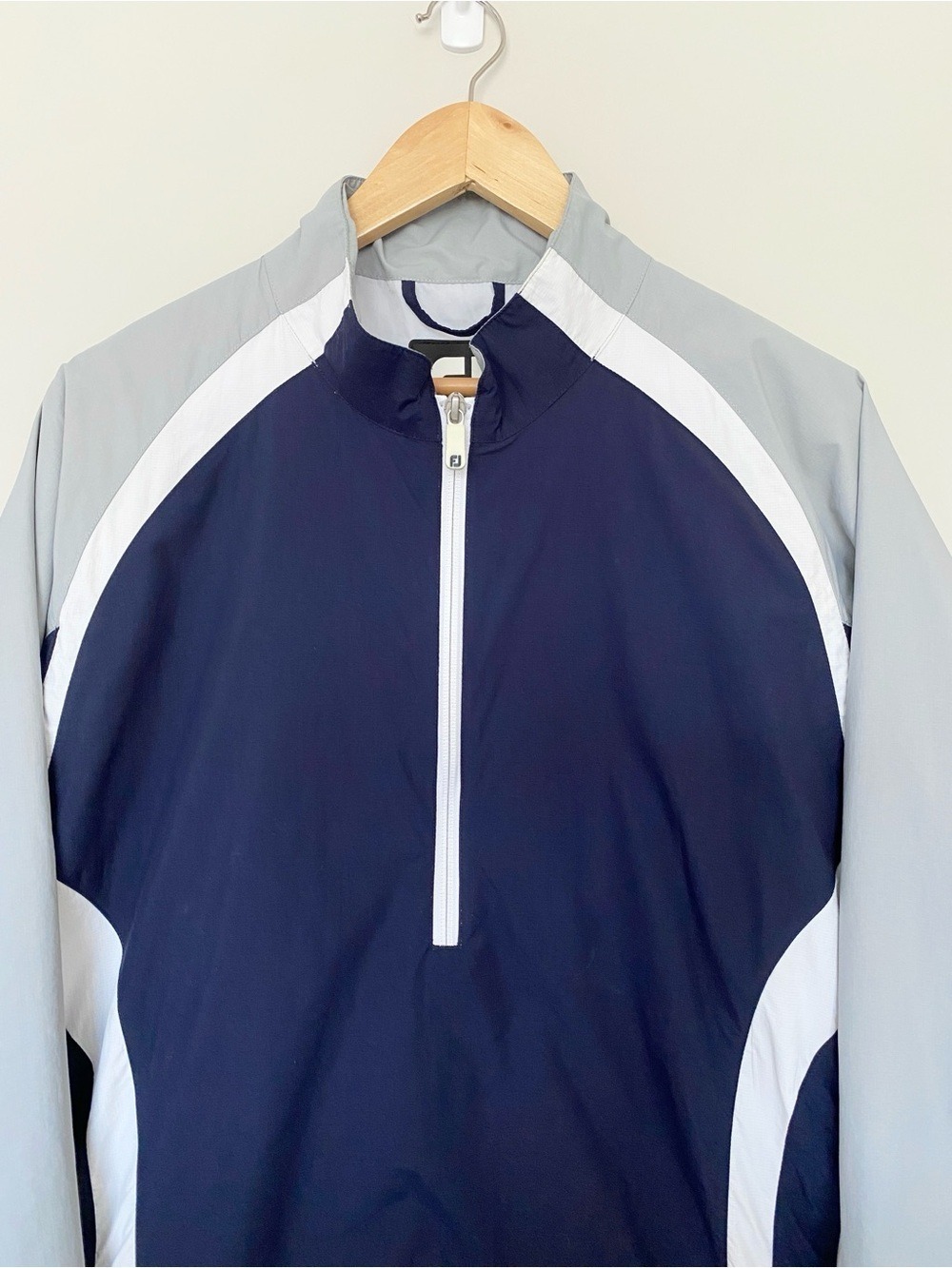 Footjoy 1/2 Zip Wind Jacket Long Sleeve Lined Navy/Grey Men Size S - Picture 2 of 12